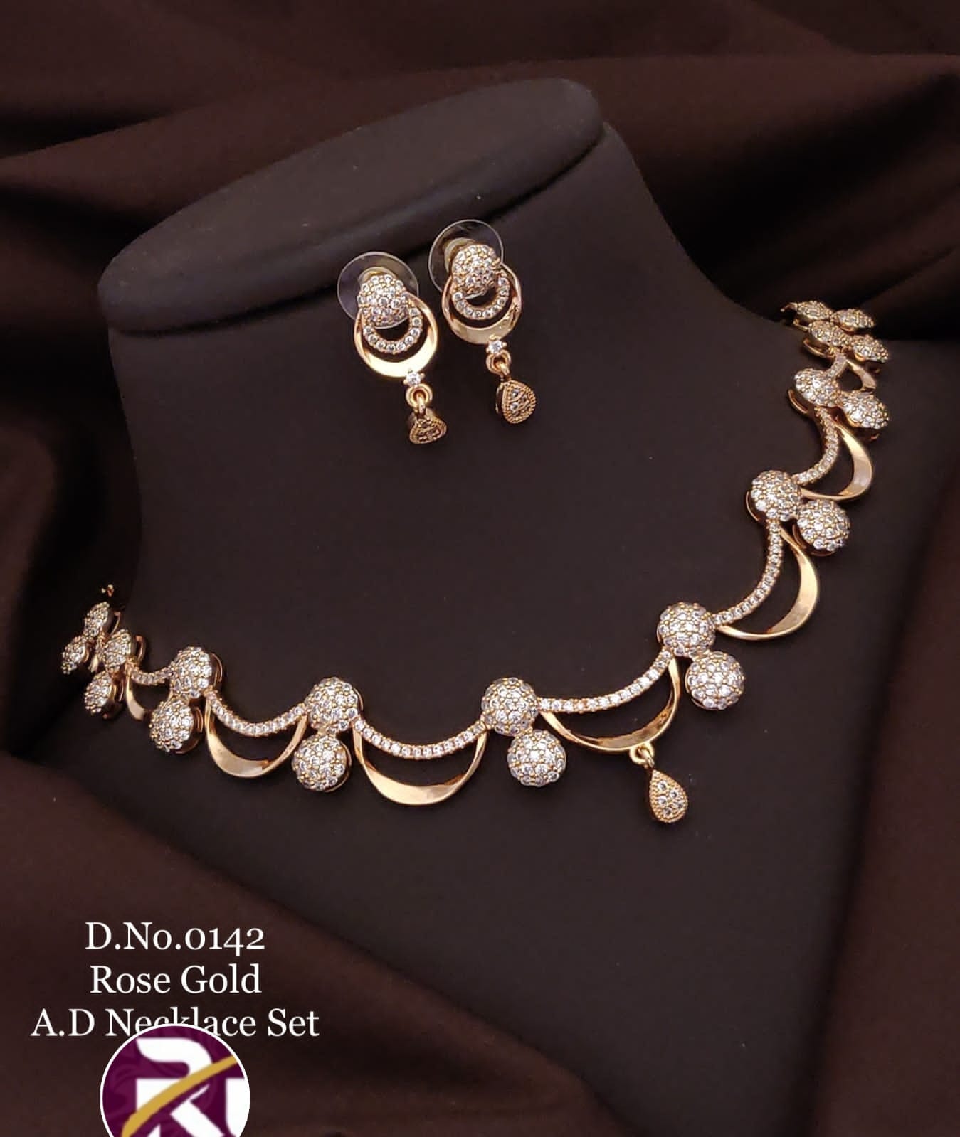 0142 Rose Gold A.D Designer Necklace Set Designer Necklace Set Shopin Di Apparels