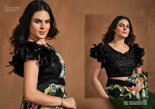 Adah 24415 Pure Satin Silk Ready To wear Saree Ready to Wear Saree Shopin Di Apparels