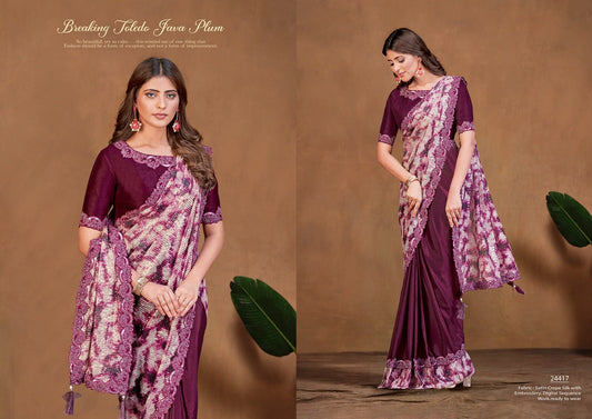 Adah 24417 Satin Crepe Silk Ready To Wear Saree Ready to Wear Saree Shopin Di Apparels