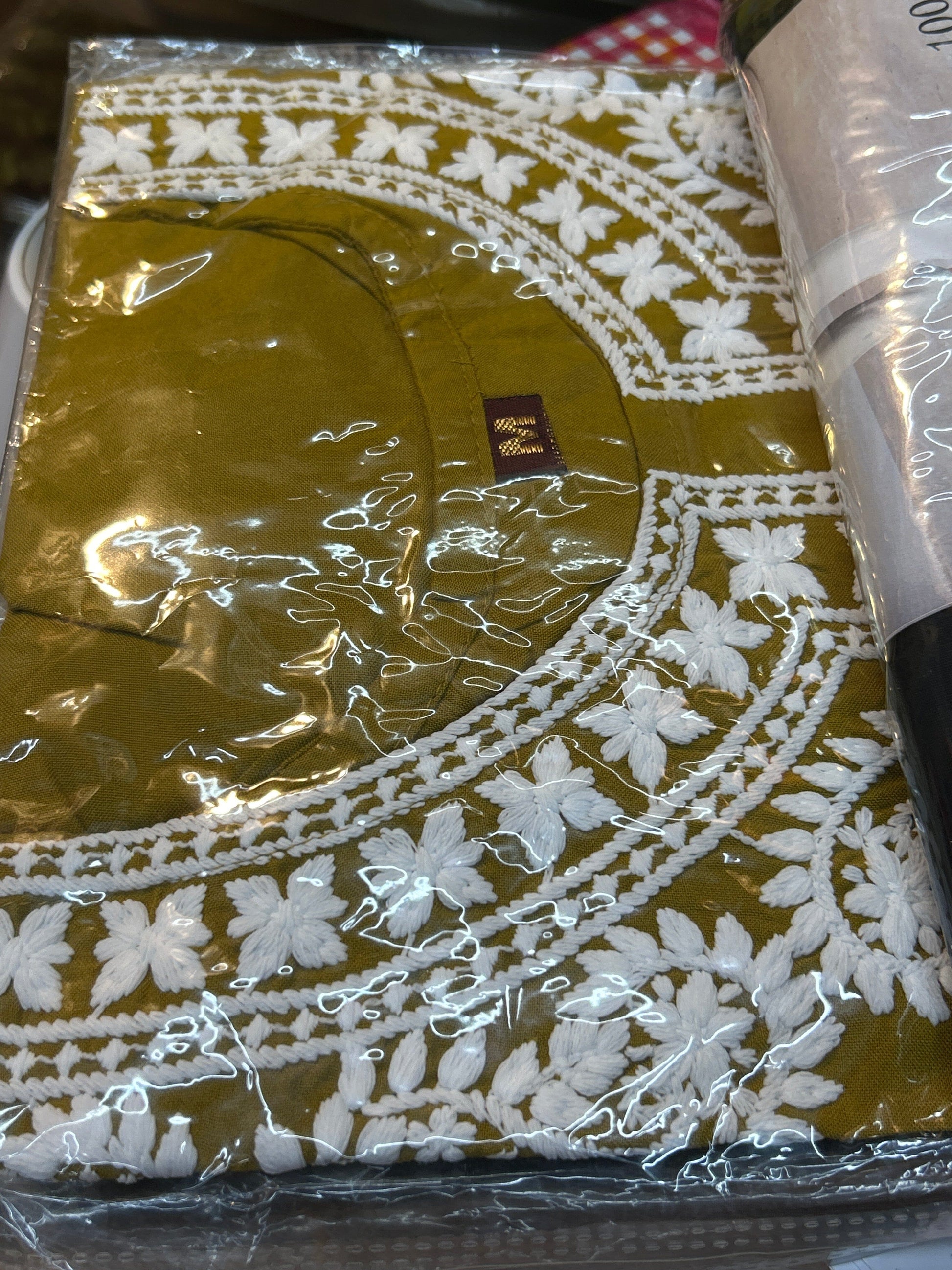 Amelia Mustard Rayon with Lucknavi work Short Kurti Shopin Di Apparels