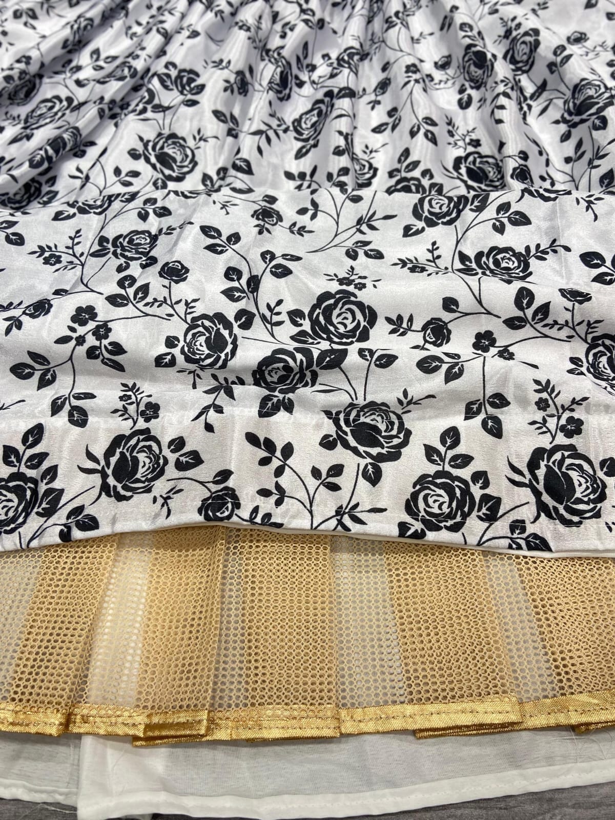 Black and White Premium Chinon Silk Embellished With Beautiful Digital Print With Heavy Cancan Lehenga Suit 3pc lehenga Shopin Di Apparels