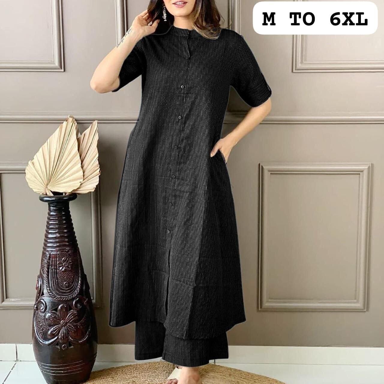 Black Co-Ord Set A Line Kurti with plazzo Kurti with plazzo Shopin Di Apparels