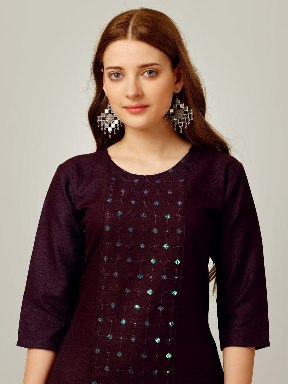 Black Cotton Blend Sequence Embroidered Work Kurti with Pant Kurti with Pant Shopin Di Apparels
