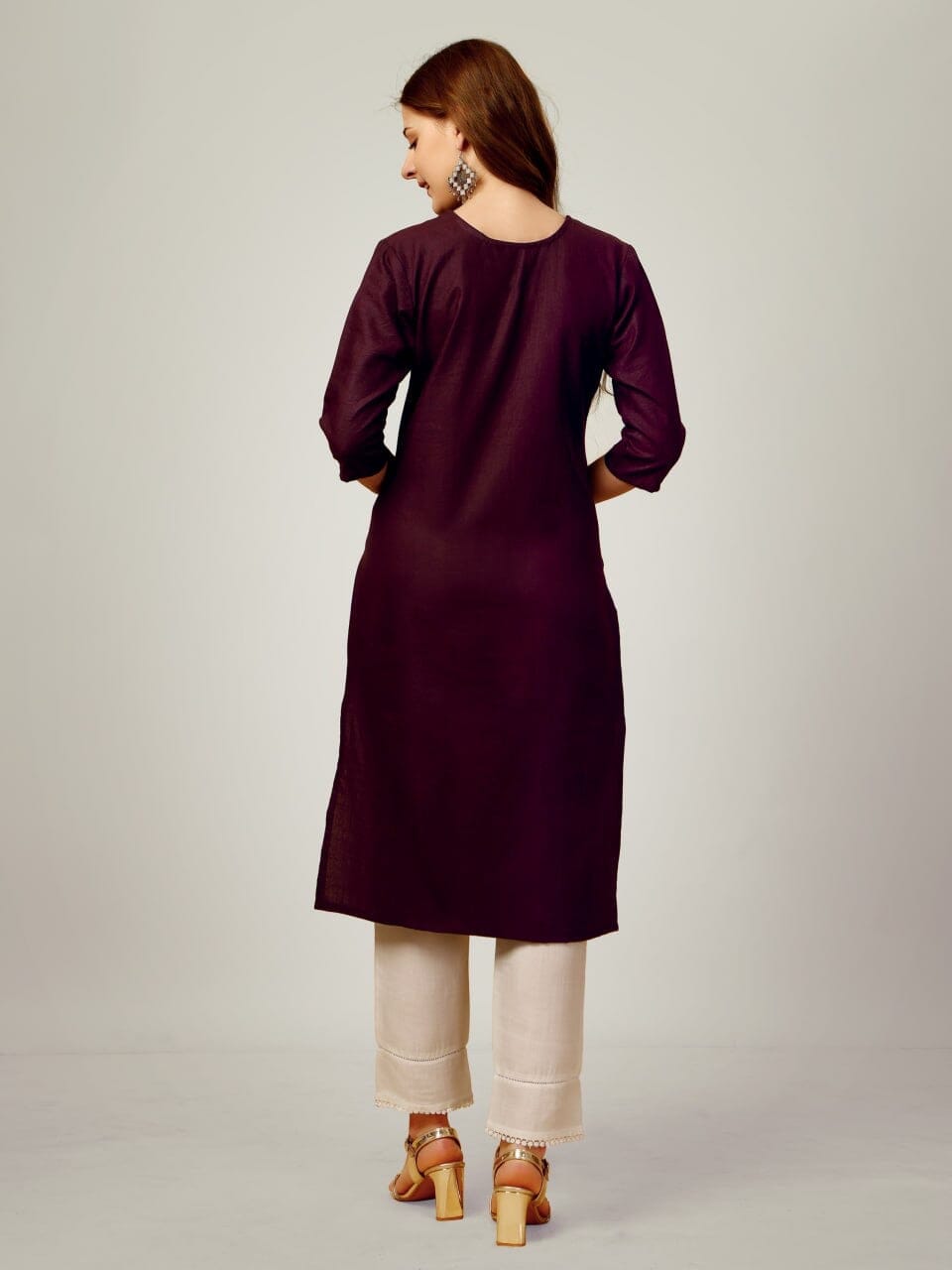 Black Cotton Blend Sequence Embroidered Work Kurti with Pant Kurti with Pant Shopin Di Apparels