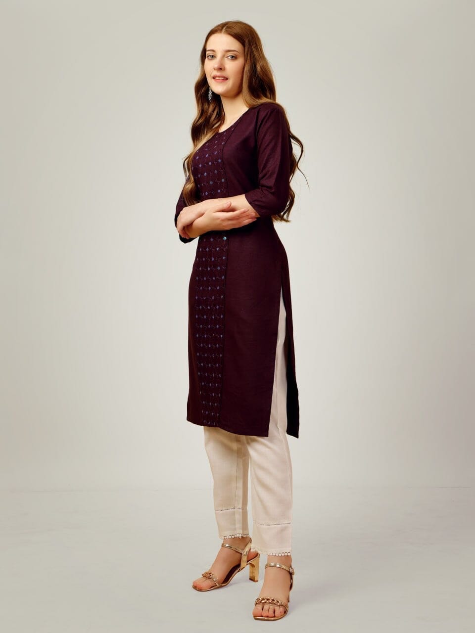 Black Cotton Blend Sequence Embroidered Work Kurti with Pant Kurti with Pant Shopin Di Apparels
