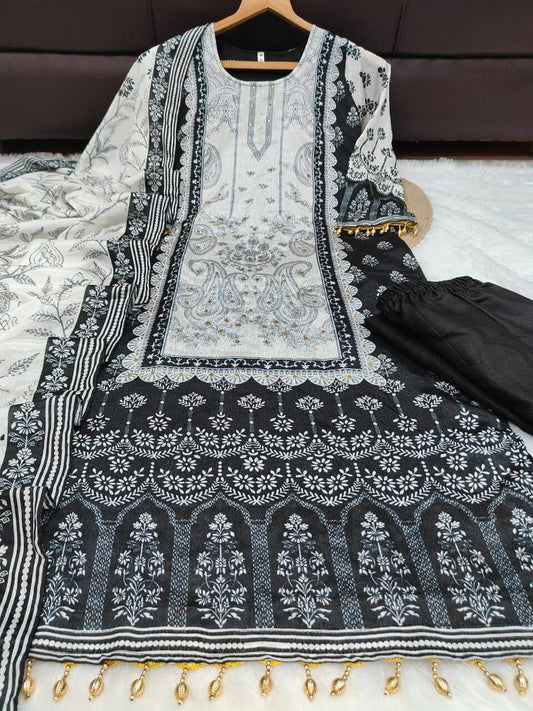 Black Sequence Diamond Work Printed Stylish Trending Designer Suit Ready to Wear Designer Suits Shopin Di Apparels