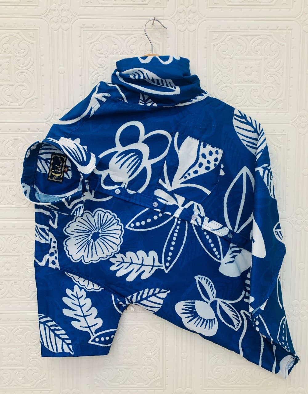 Blue Floral Men’s Short Sleeve Printed Cotton Shirt Men’s Shirt Shopin Di Apparels