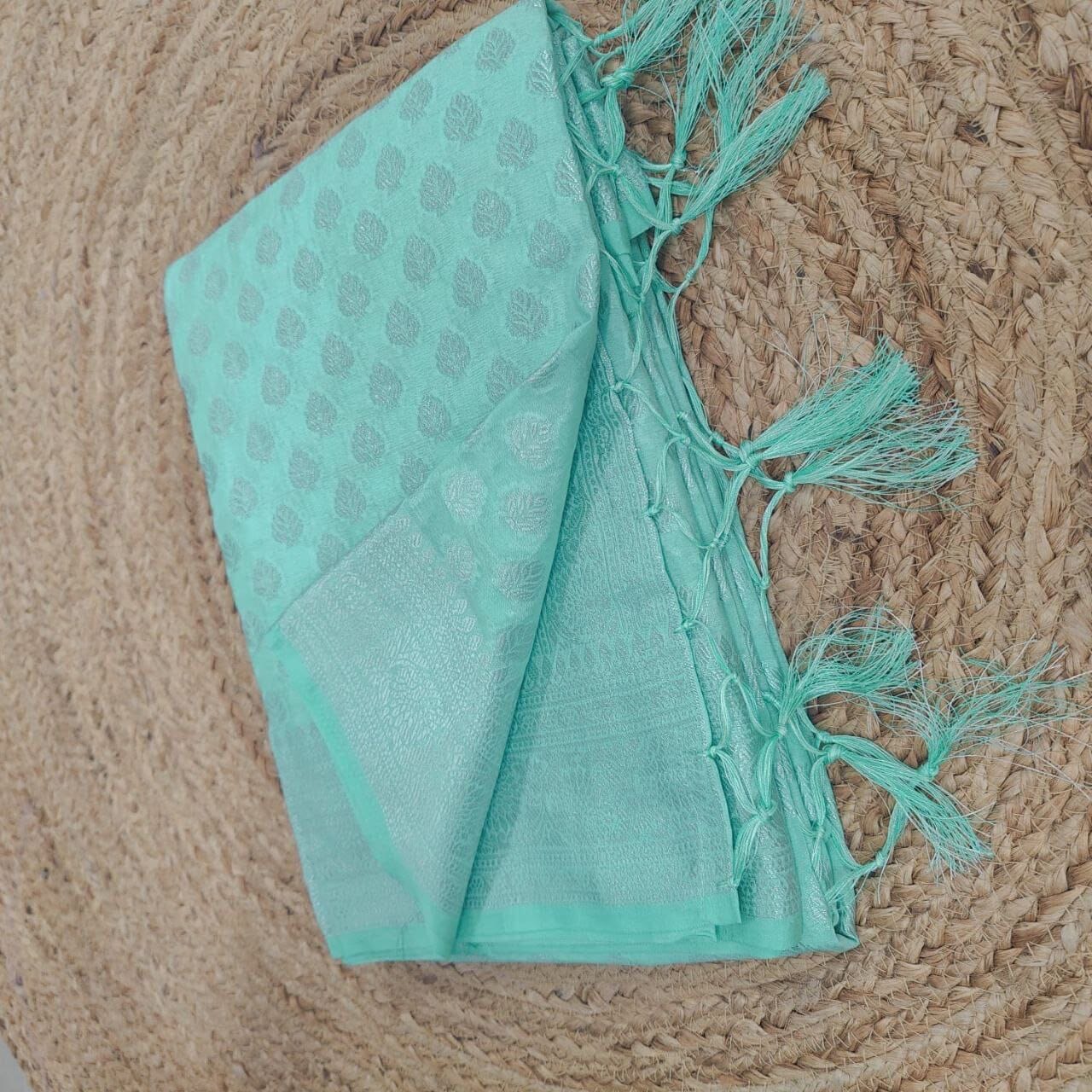 Blue Khadi Georgette Silver Zari Weaving Work Saree Designer Saree Shopin Di Apparels