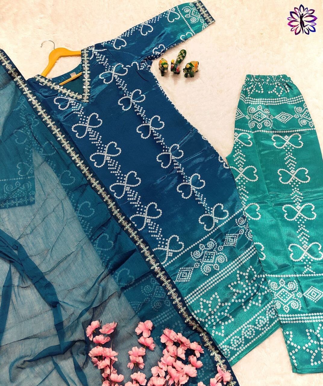 Blue Soft Chinon Silk Embroidered Designer Readymade Suit Ready Made Designer Suits Shopin Di Apparels