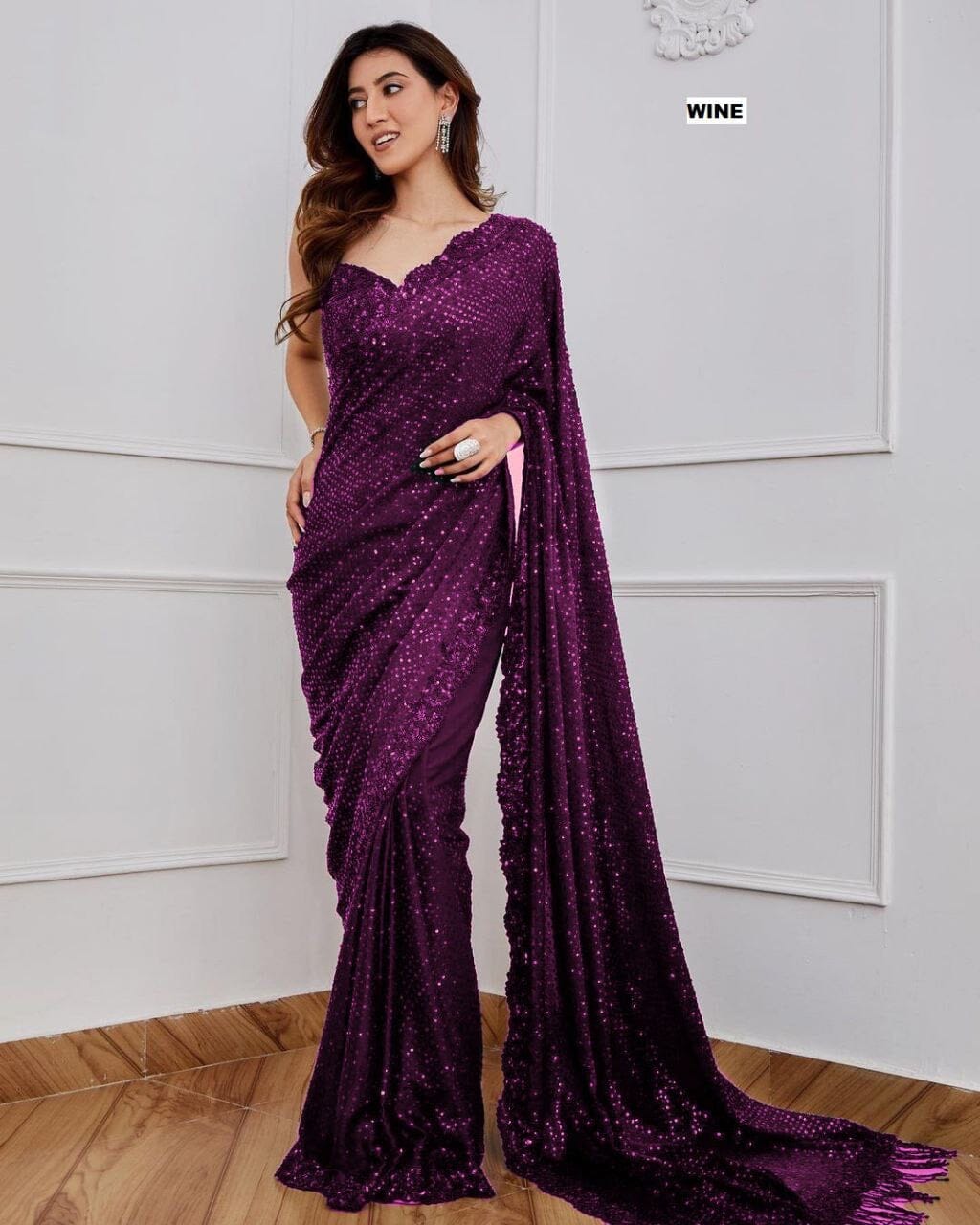 Bollywood BlockBuster 5MM Sequence Designer Saree in 6 colors Designer Saree Shopin Di Apparels