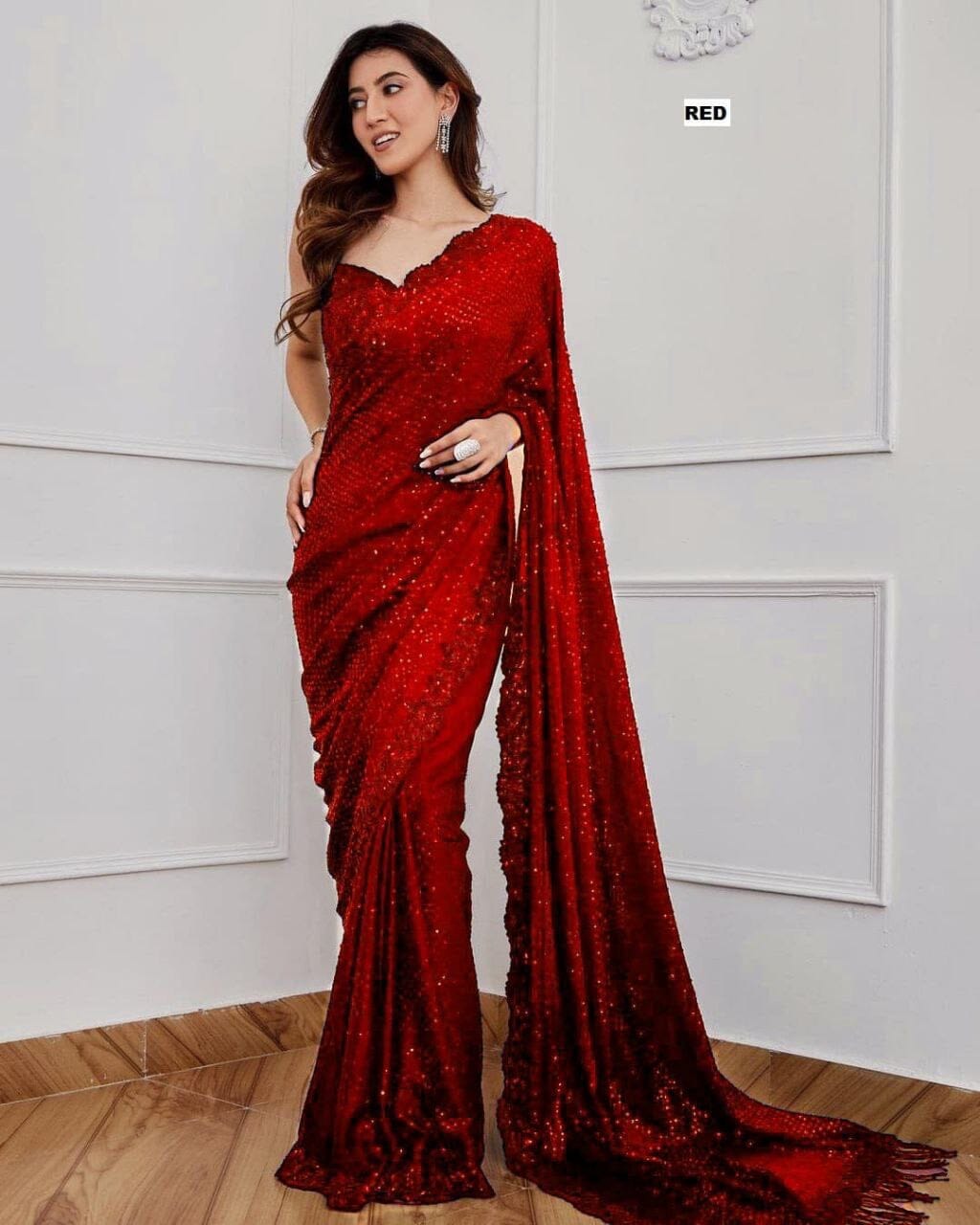 Bollywood BlockBuster 5MM Sequence Designer Saree in 6 colors Designer Saree Shopin Di Apparels