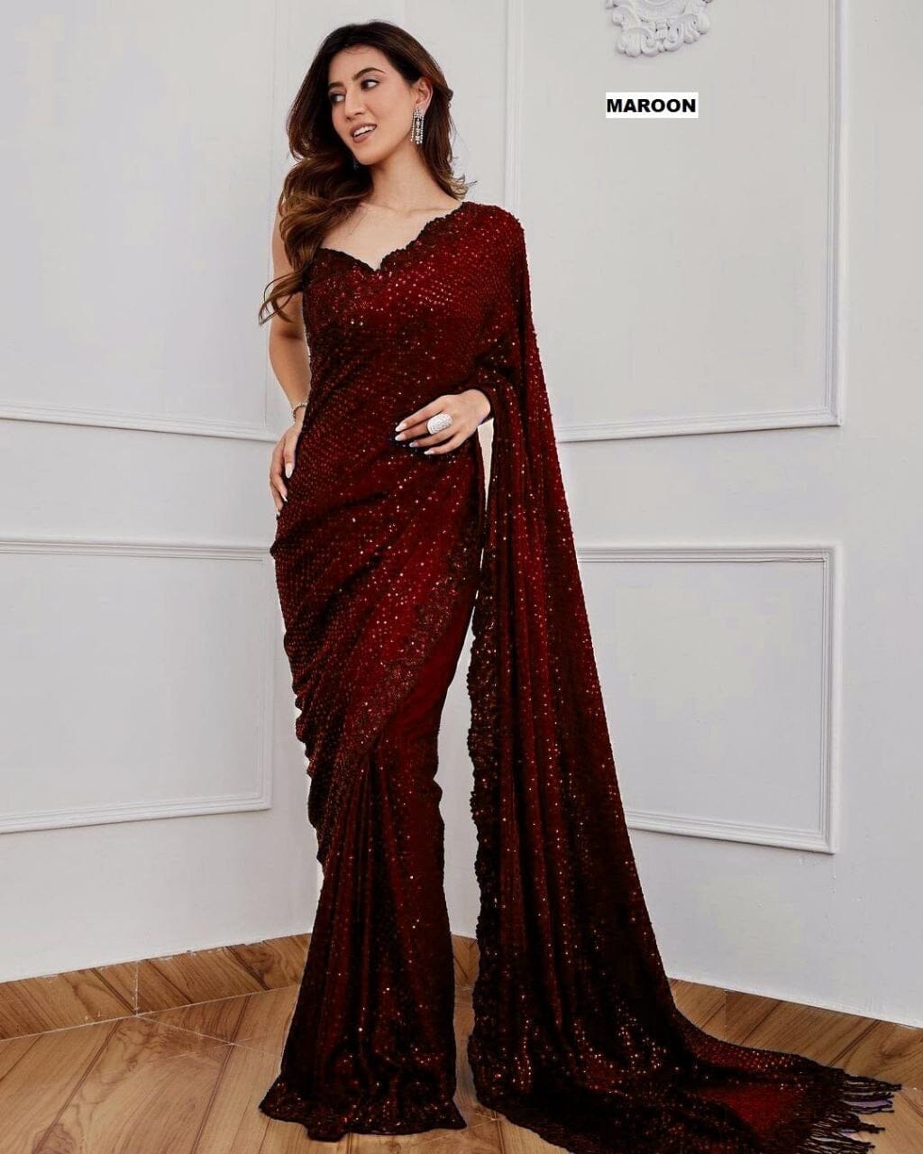 Bollywood BlockBuster 5MM Sequence Designer Saree in 6 colors Designer Saree Shopin Di Apparels