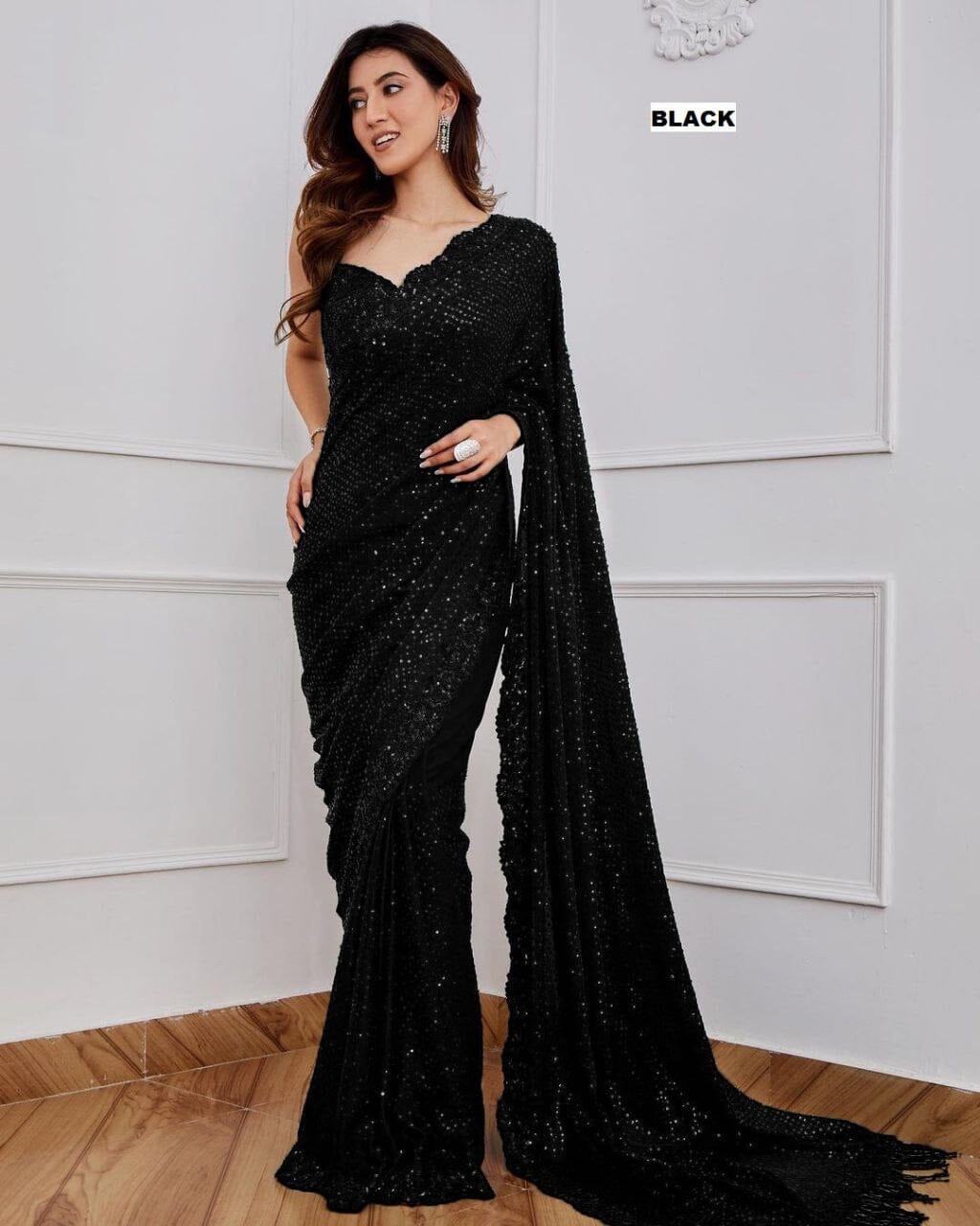 Bollywood BlockBuster 5MM Sequence Designer Saree in 6 colors Designer Saree Shopin Di Apparels