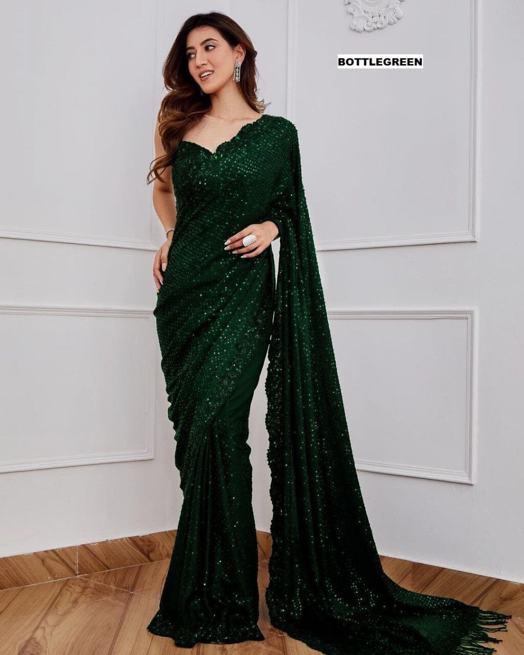 Bollywood BlockBuster 5MM Sequence Designer Saree in 6 colors Designer Saree Shopin Di Apparels