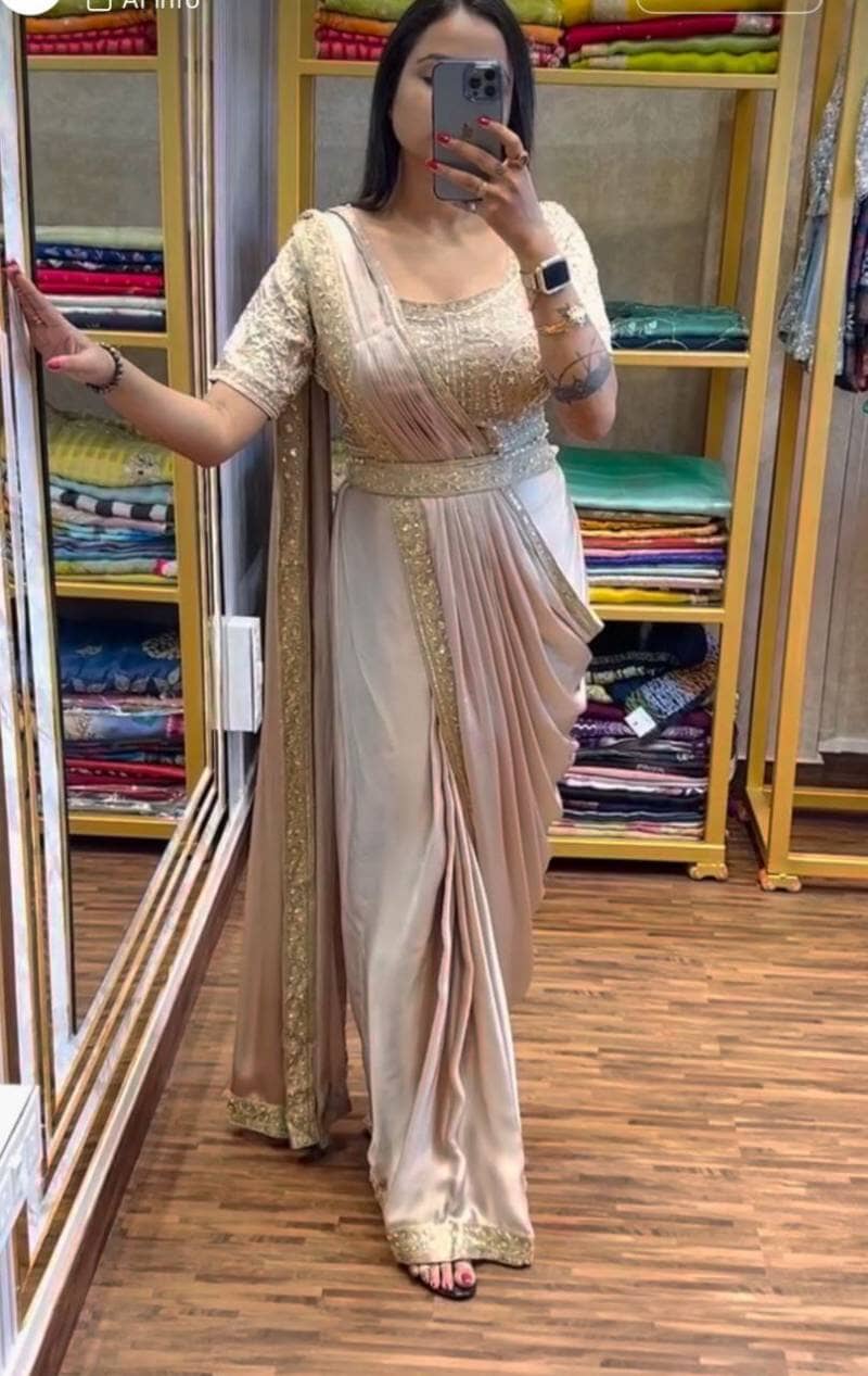 Bt 7109 Rangoli Silk Embroidered Ready To Wear Saree Ready to Wear Saree Shopin Di Apparels