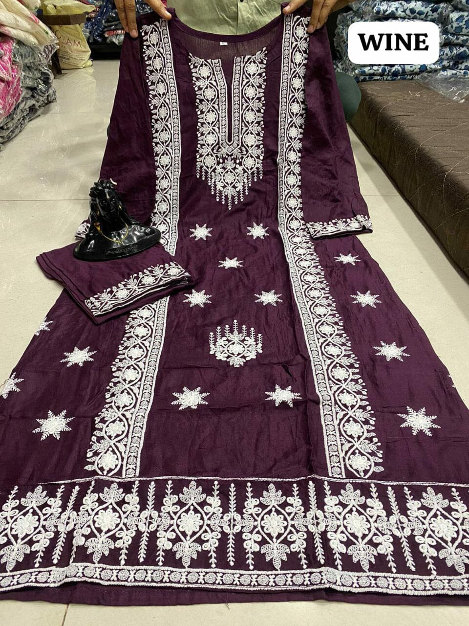 Chikankari Embroidered Kurti with Pant Set in 4 attractive colors Kurti with Pant Shopin Di Apparels