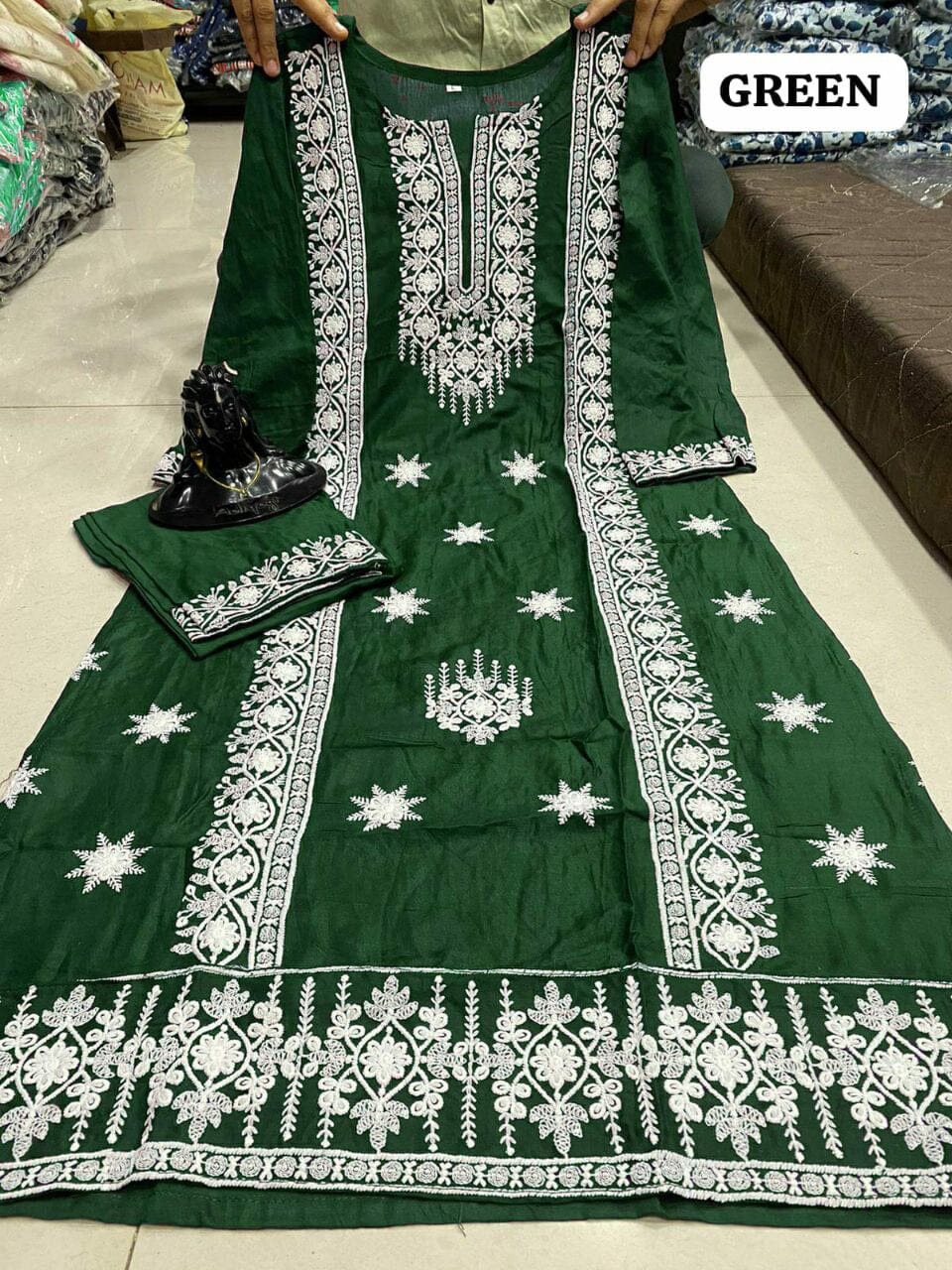 Chikankari Embroidered Kurti with Pant Set in 4 attractive colors Kurti with Pant Shopin Di Apparels