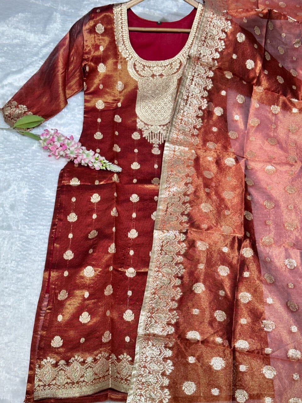 Copper Jeqard Silk Kurti with Dupatta Kurti & Dupatta Shopin Di Apparels