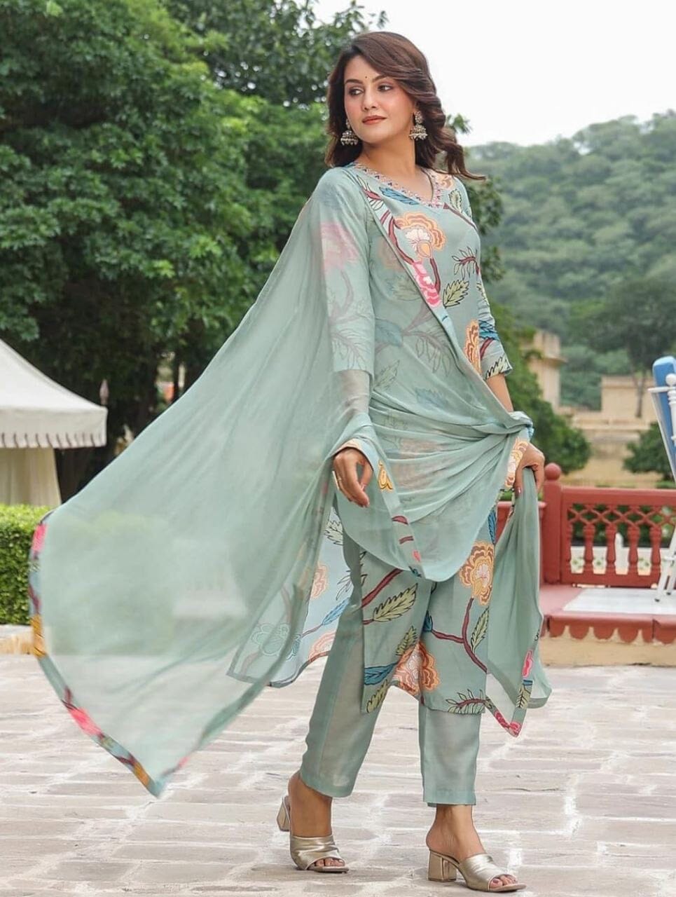Cotton Blend With Neck Embroidery Kurti with Dupatta and Bottom Kurti with Dupatta and Bottom Shopin Di Apparels