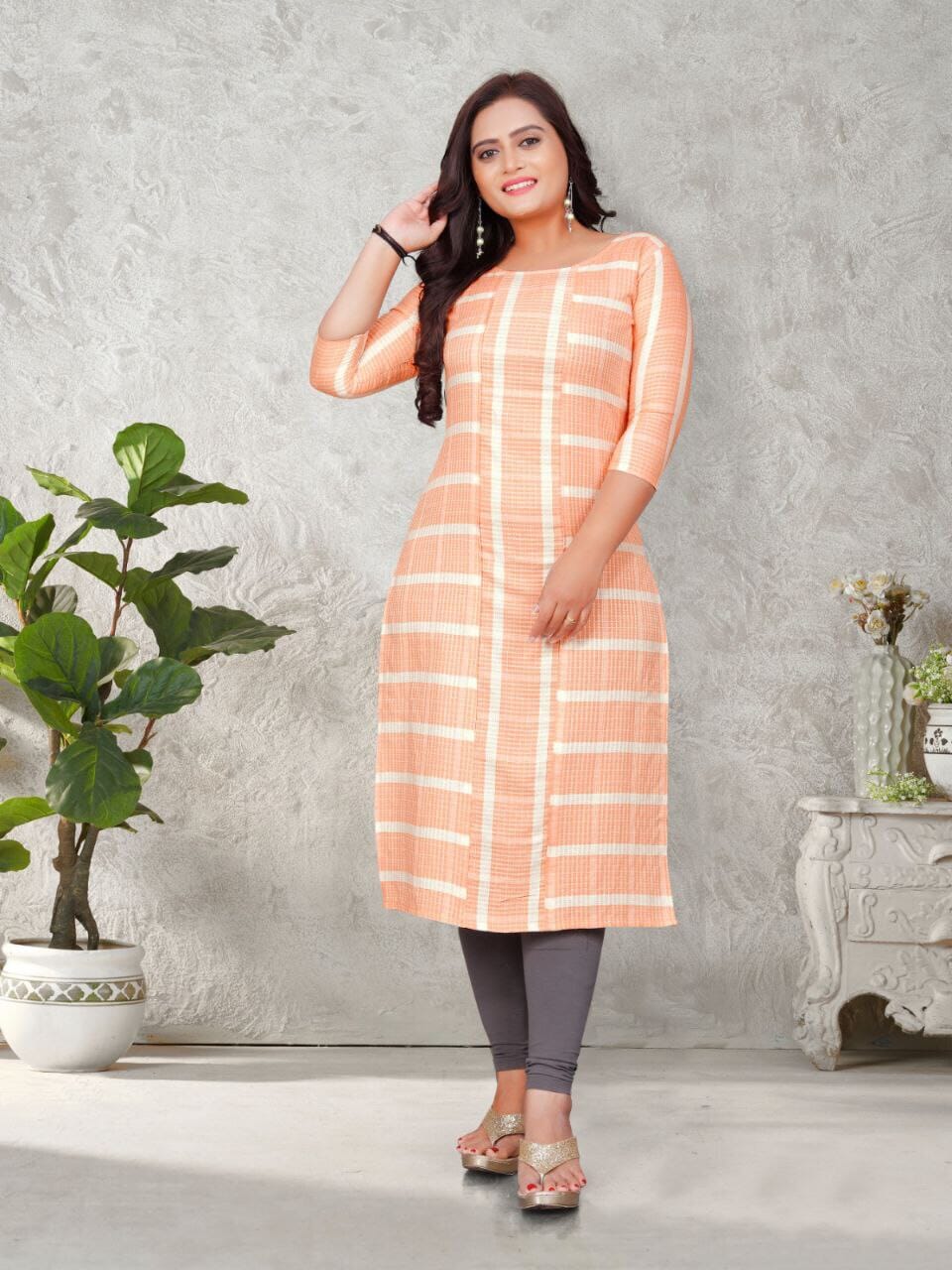 Cotton Flex Kurti with White Stripes in 4 cute colors Kurti Shopin Di Apparels