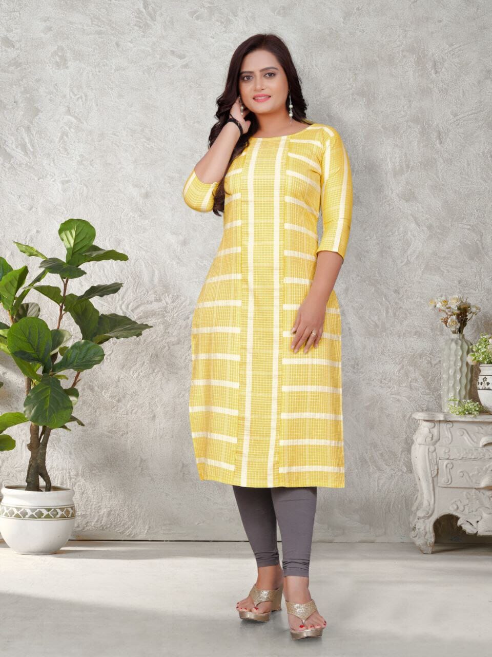Cotton Flex Kurti with White Stripes in 4 cute colors Kurti Shopin Di Apparels