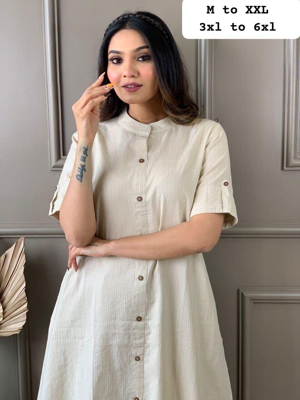 Cream Co-Ord Set A Line Kurti with plazzo Kurti with plazzo Shopin Di Apparels