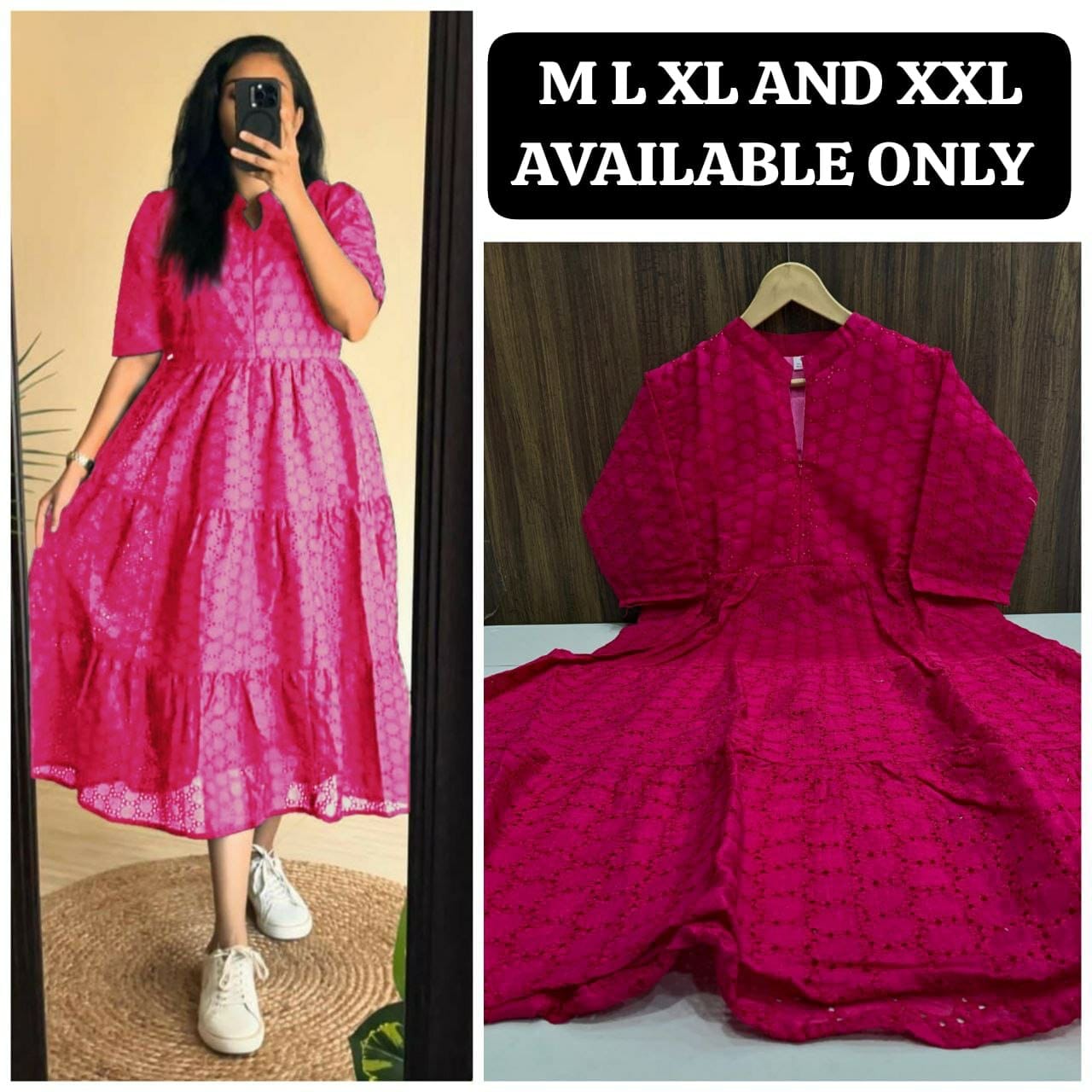 (Dark) Pink Hakoba maxi Dress Kurti Kurti Shopin Di Apparels