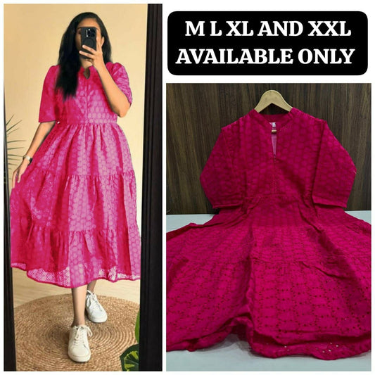 (Dark) Pink Hakoba maxi Dress Kurti Kurti Shopin Di Apparels