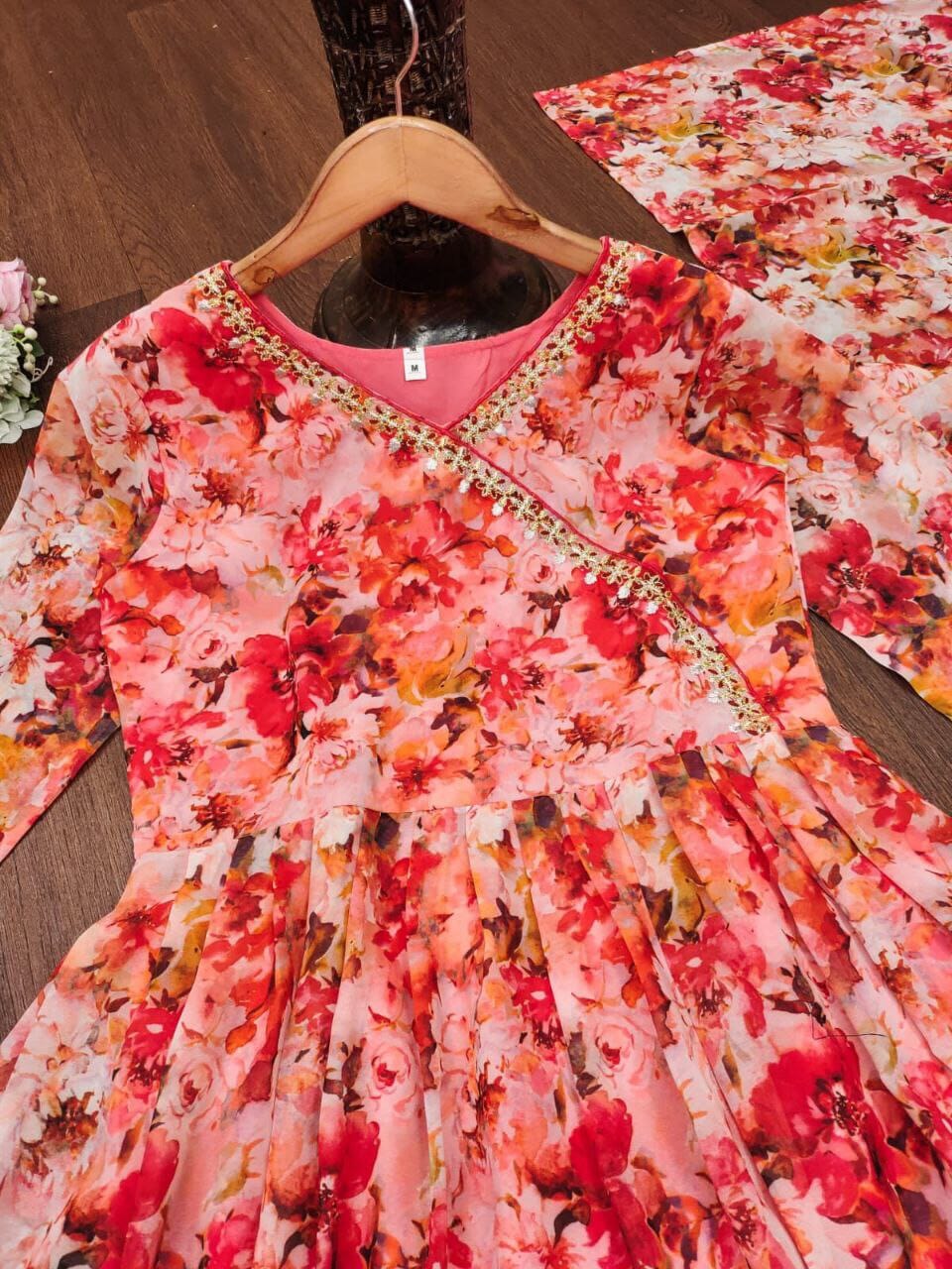 Designer Embroidered and Printed Gown with Dupatta Gown with Dupatta Shopin Di Apparels