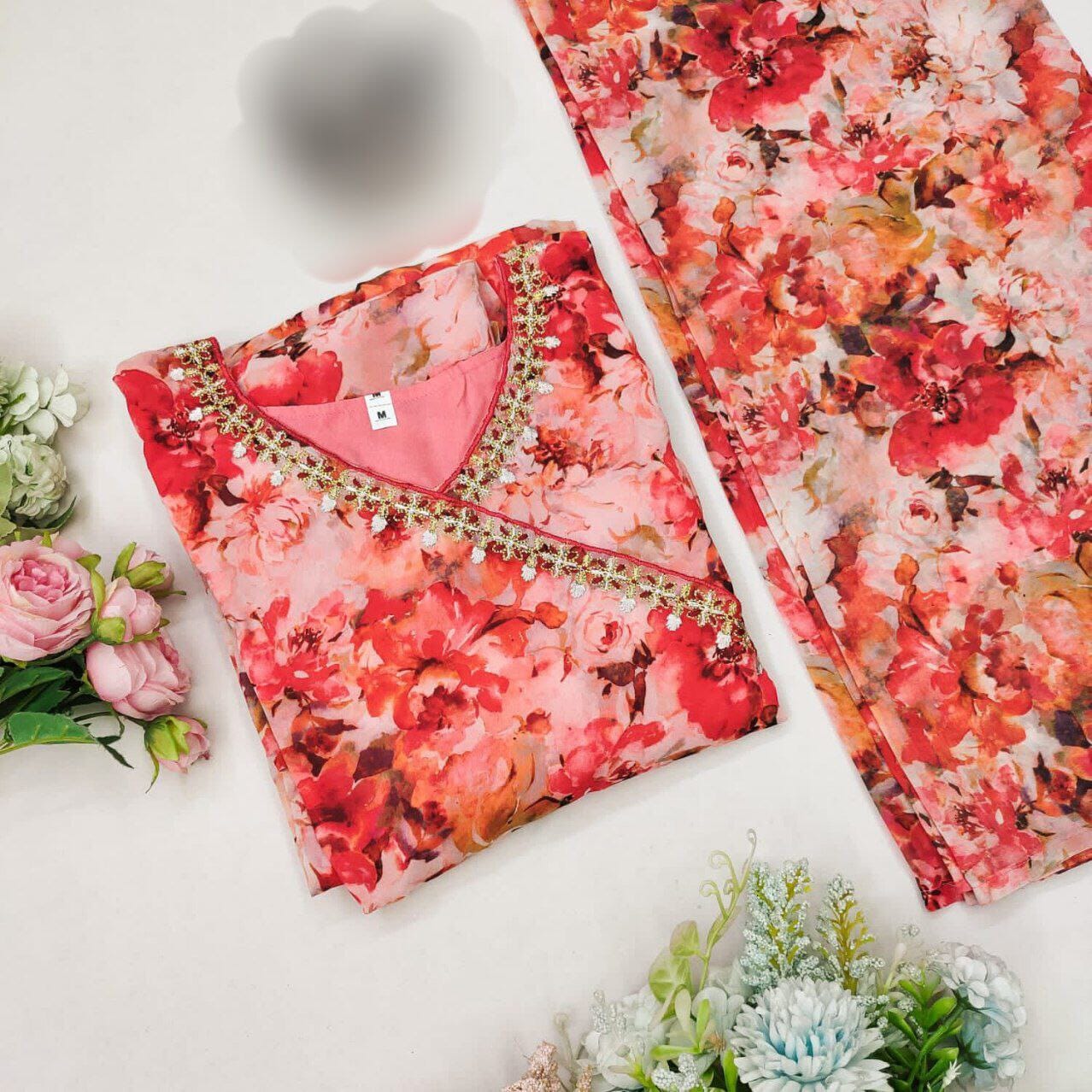 Designer Embroidered and Printed Gown with Dupatta Gown with Dupatta Shopin Di Apparels