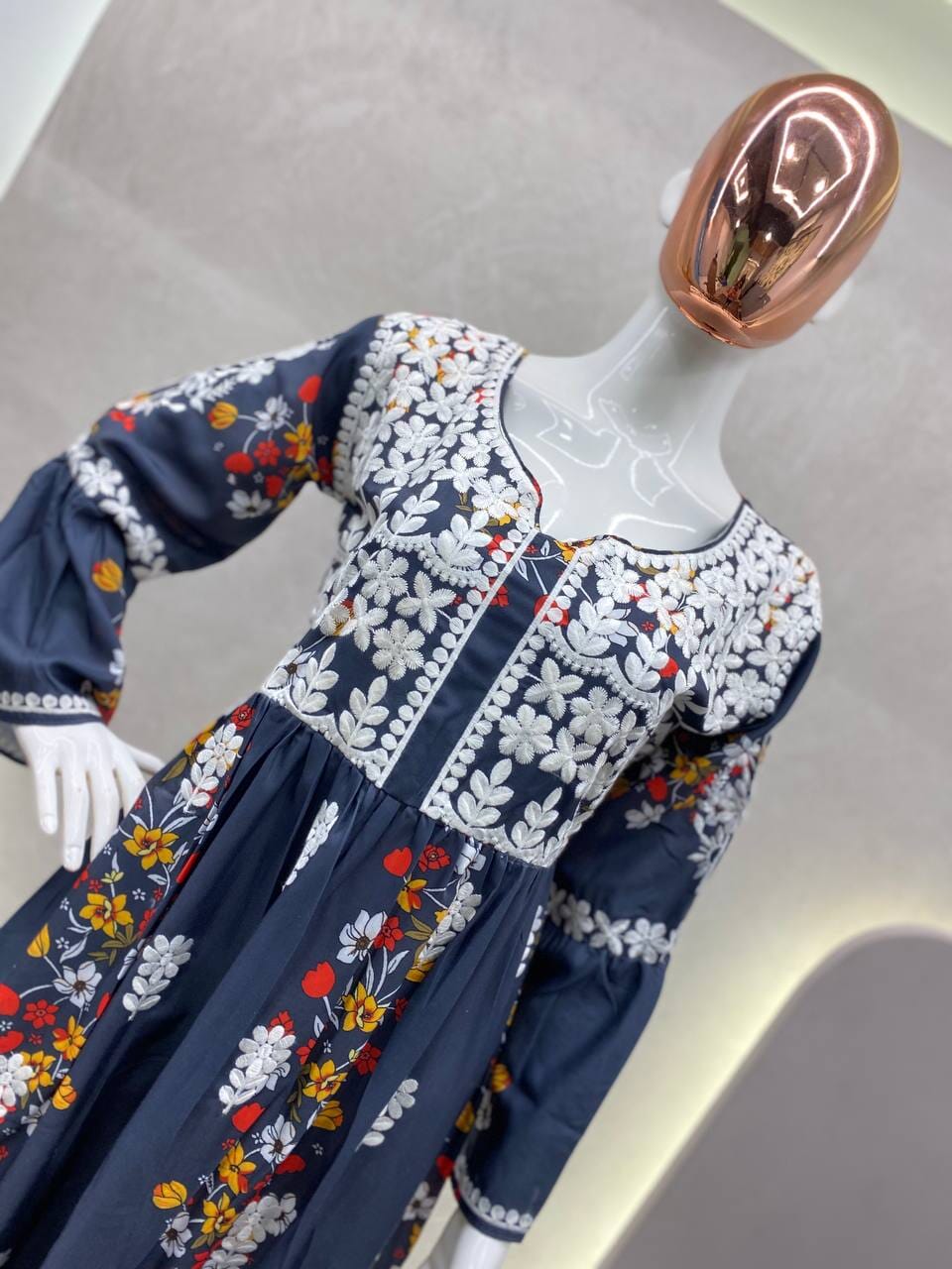 Designer Rayon Kurti with White Embroidery and Plazzo set Kurti with Pant Shopin Di Apparels
