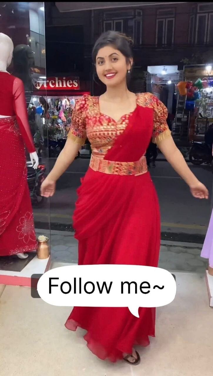 Designer Red Embroidered PartyWear Blouse and Sharara Suit Ready Made Designer Suits Shopin Di Apparels