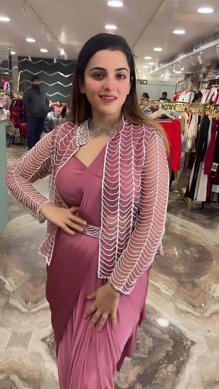 Dusty Pink Super Hit Ready To Wear Saree With Jacket Saree Ready to Wear Saree Shopin Di Apparels