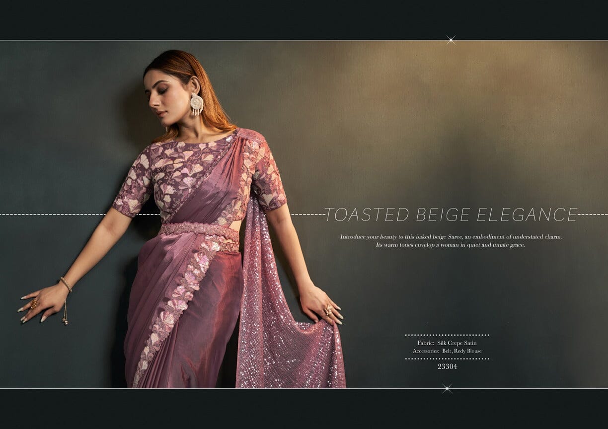 Exotica 23304 Crepe Satin Silk Ready To Wear Saree Ready to Wear Saree Shopin Di Apparels