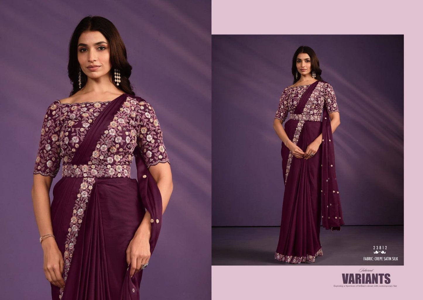 Exotica 23812 Crepe Satin Silk Ready To Wear Saree Ready to Wear Saree Shopin Di Apparels
