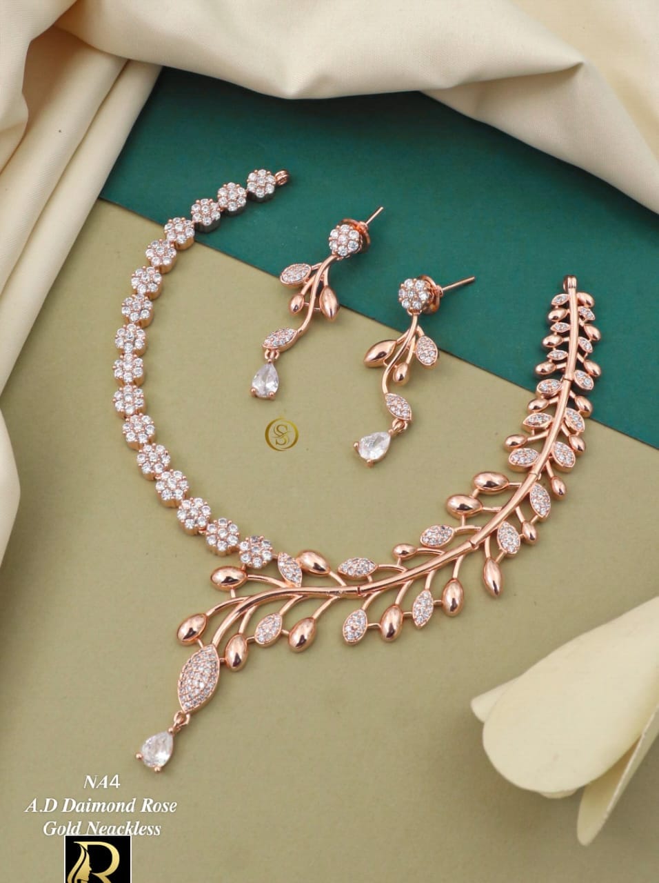 Fancy Designer Rose Gold plated Necklace set Designer Necklace Set Shopin Di Apparels