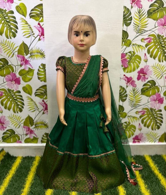 Green Kid’s Ready Made Lehenga Suit Kid's Lehenga Shopin Di Apparels