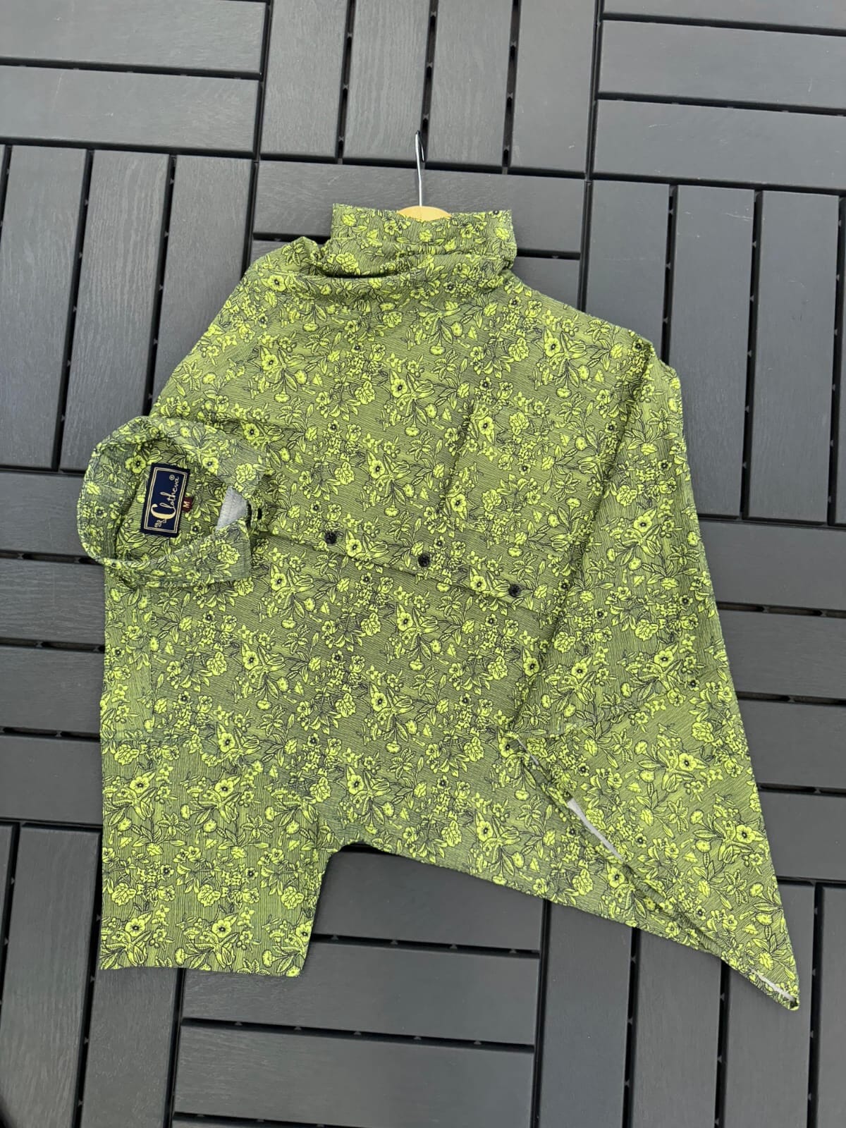 Green Men’s Short Sleeve Printed Cotton Shirt Men’s Shirt Shopin Di Apparels