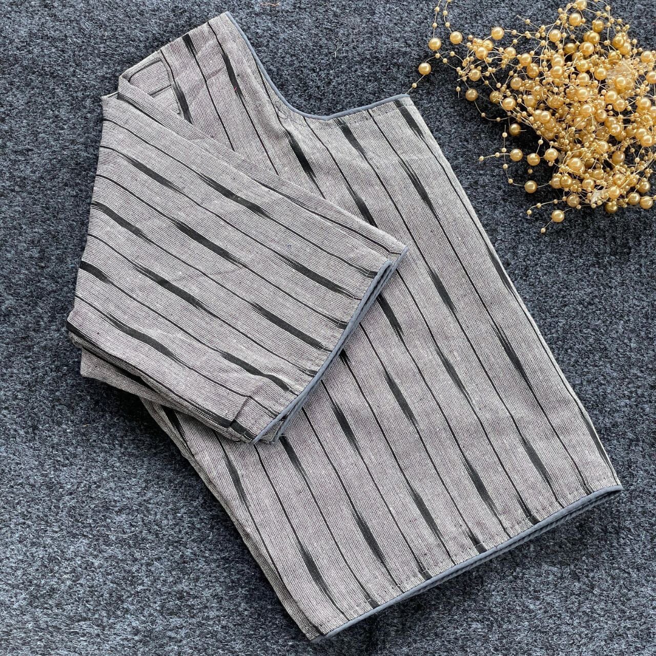 Grey Ikkat Handloom Cotton Boat Neck Blouse Readymade Blouse Shopin Di Apparels