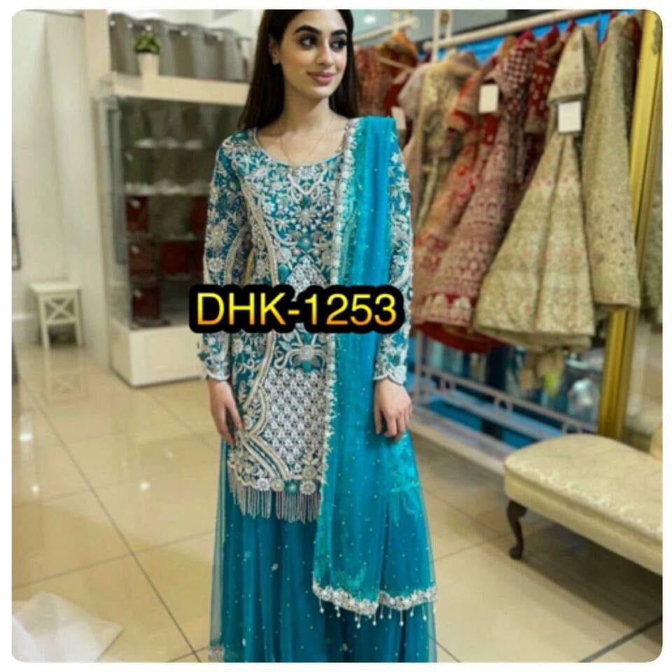 Heavy Fox Georgette Handwork Embroidery Designer Plazzo Suit Ready Made Designer Suits Shopin Di Apparels