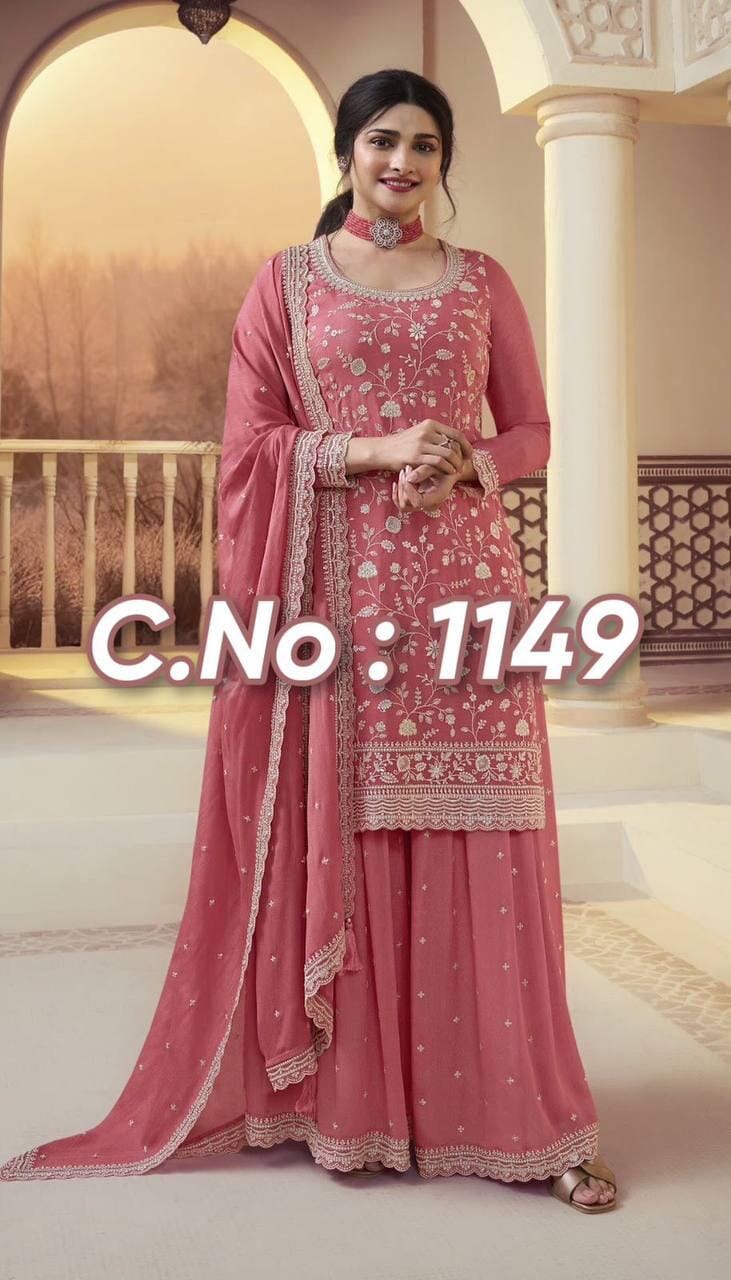 KD 1440 Designer Tibby Silk Palazzo Suit Ready Made Designer Suits Shopin Di Apparels