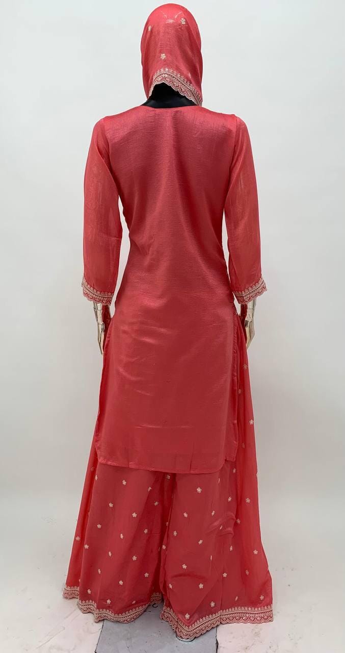 KD 1440 Designer Tibby Silk Palazzo Suit Ready Made Designer Suits Shopin Di Apparels