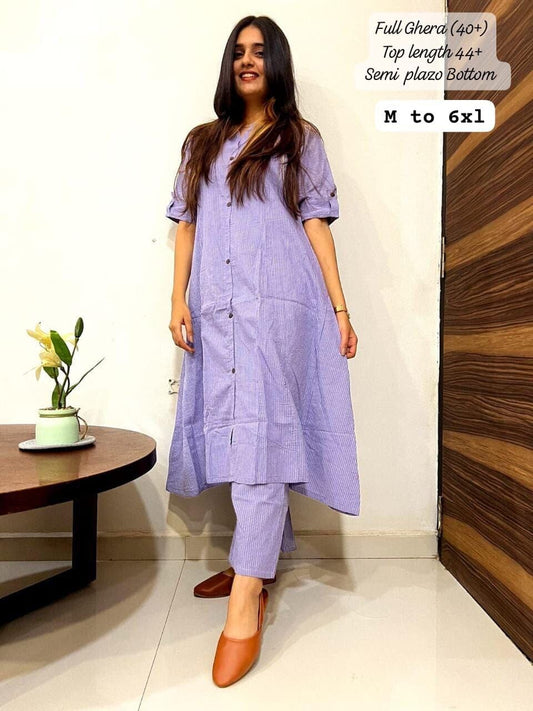 Lavender Co-Ord Set A Line Kurti with plazzo Kurti with plazzo Shopin Di Apparels