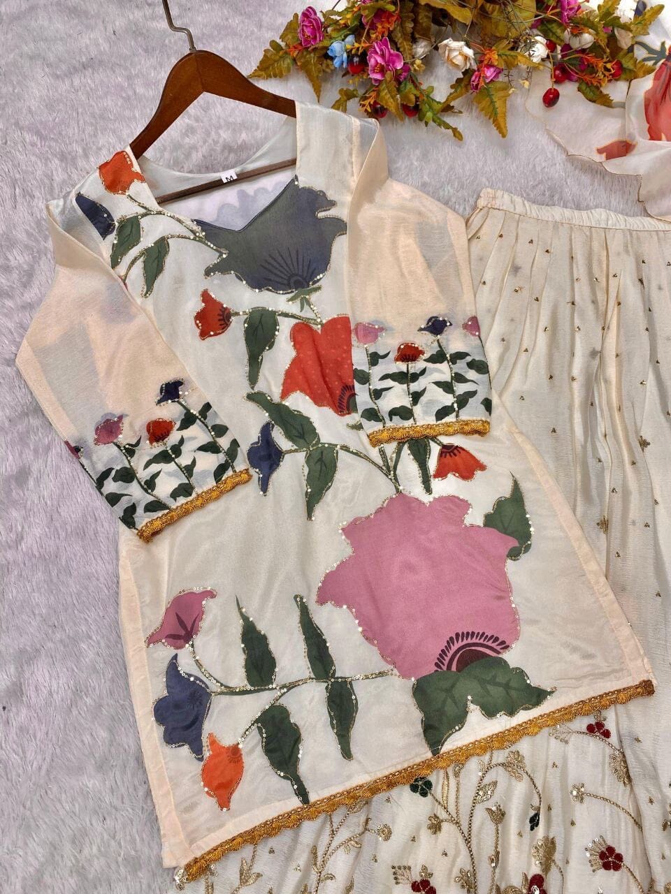 LG 1877 Sequence work Gharara Suit Ready Made Designer Suits Shopin Di Apparels