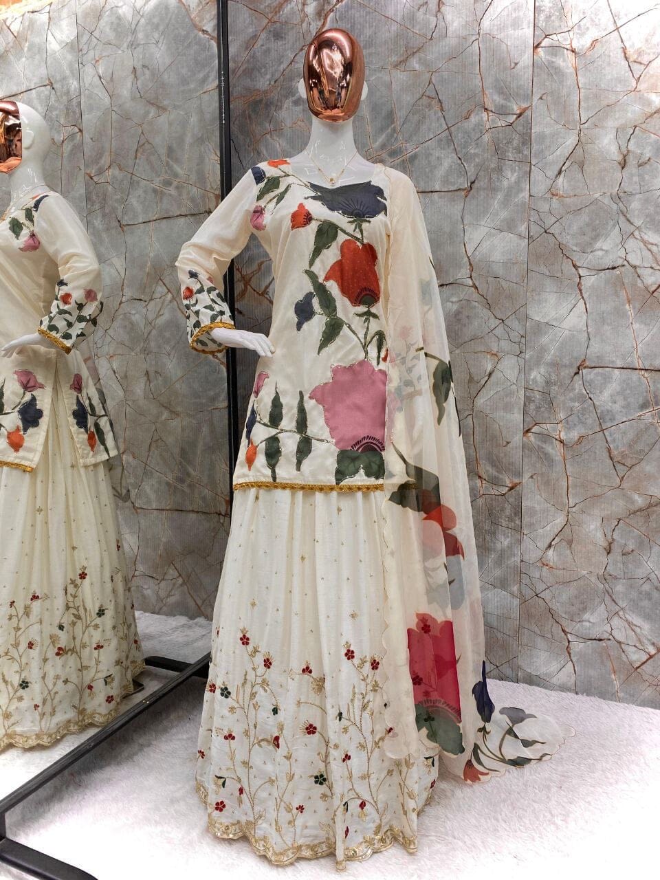 LG 1877 Sequence work Gharara Suit Ready Made Designer Suits Shopin Di Apparels