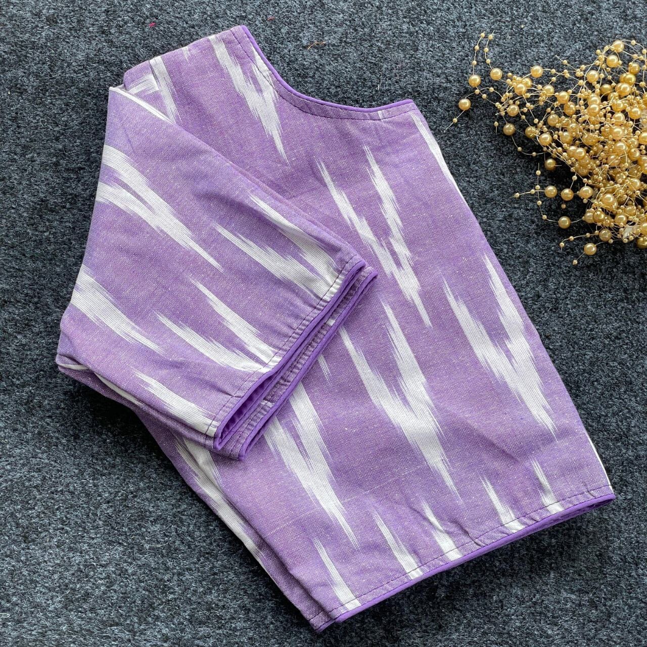 Light Purple Ikkat Handloom Cotton Boat Neck Blouse Readymade Blouse Shopin Di Apparels