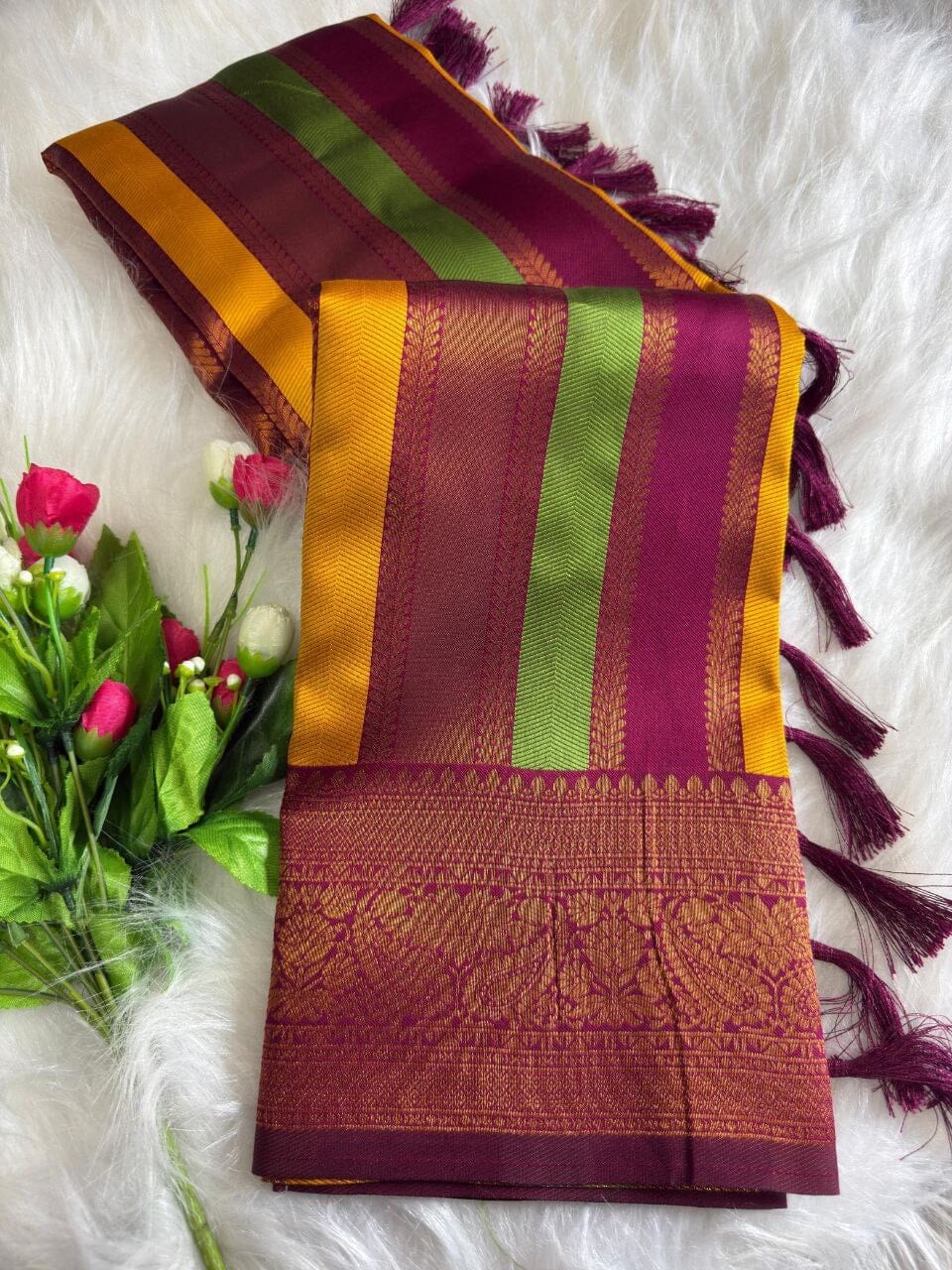 Majenta Soft Banarasi Grand Rich Pallu with Brocade Blouse Banarasi Saree Shopin Di Apparels