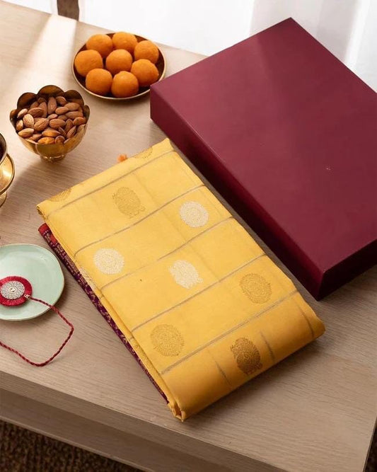 Mango Yellow Lichi Silk Banarasi Saree Silk Saree Shopin Di Apparels