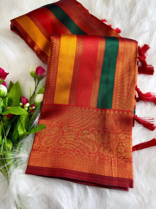 Maroon Soft Banarasi Grand Rich Pallu with Brocade Blouse Banarasi Saree Shopin Di Apparels