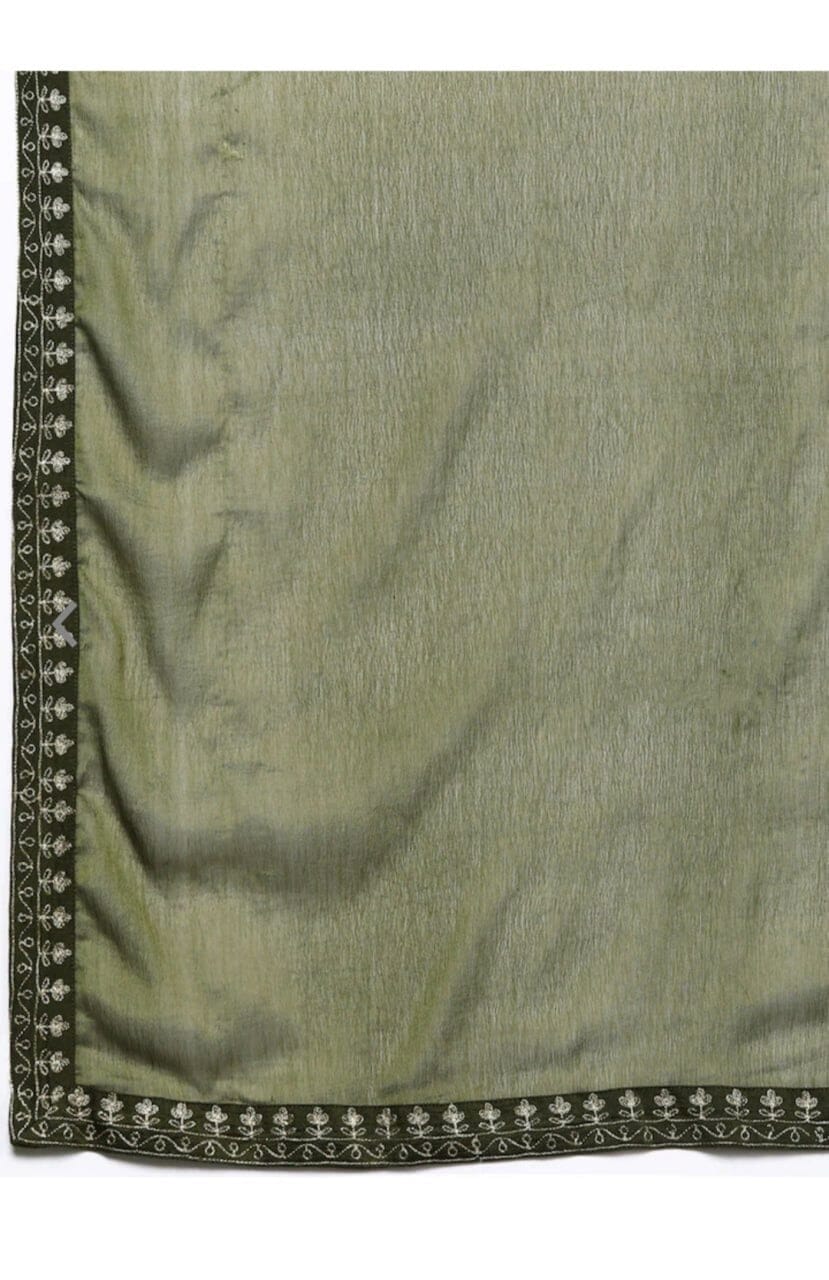 Mehendi Green Chanderi Viscose Kurti with Chanderi Dupatta and Pant set Kurti with Bottom and Dupatta Shopin Di Apparels